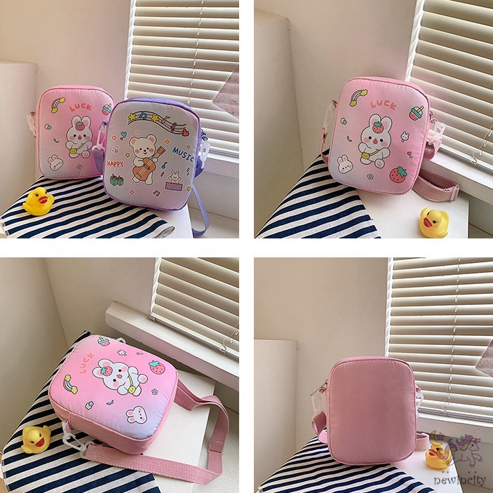 Túi Đeo Chéo Vải Canvas In Họa Tiết Gấu Hoạt Hình Trọng Lượng Nhẹ Phong Cách Hàn Quốc Thời Trang Mùa Hè Cho