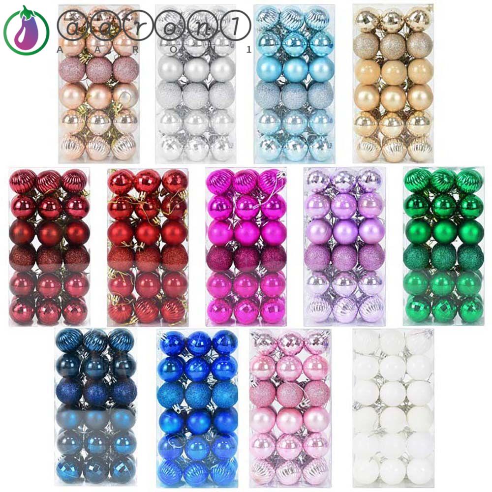 Bộ 36 quả châu nhiều màu sắc ánh lấp lánh treo trang trí cho cây thông ngày giáng sinh