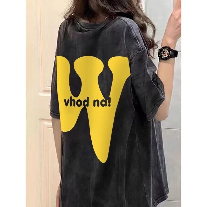 Áo Thun Đen Tay Ngắn In Chữ Cá Tính Hợp Thời Trang Cho Bạn Gái