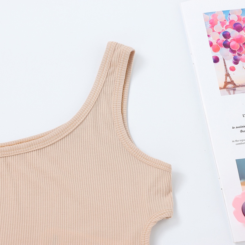 Áo Croptop Trễ Vai Chất Liệu Cotton Thời Trang Mùa Hè Phong Cách Hàn Quốc Cho Bé Gái