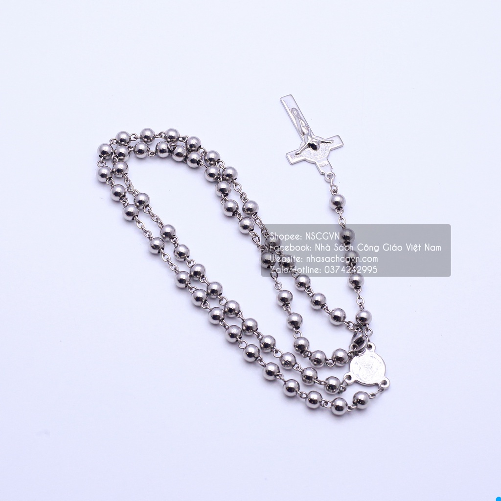 Vòng Mân Côi - Chuỗi Tràng hạt 50 inox tròn 5ly NS95 Quà tặng Công Giáo