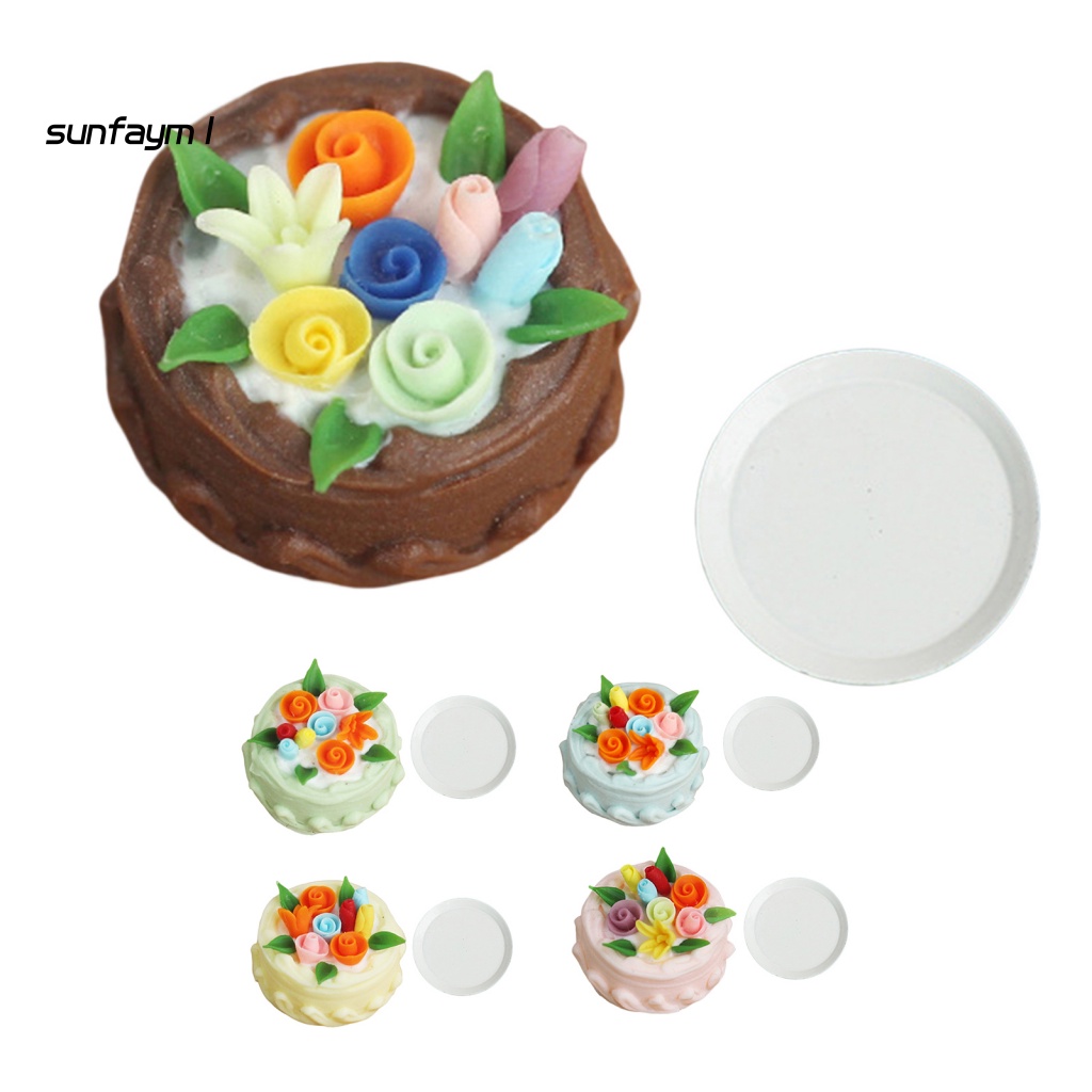 1 Bộ Mô Hình Bánh Kem Mini Kết Cấu Rõ Ràng Cho Nhà Búp Bê