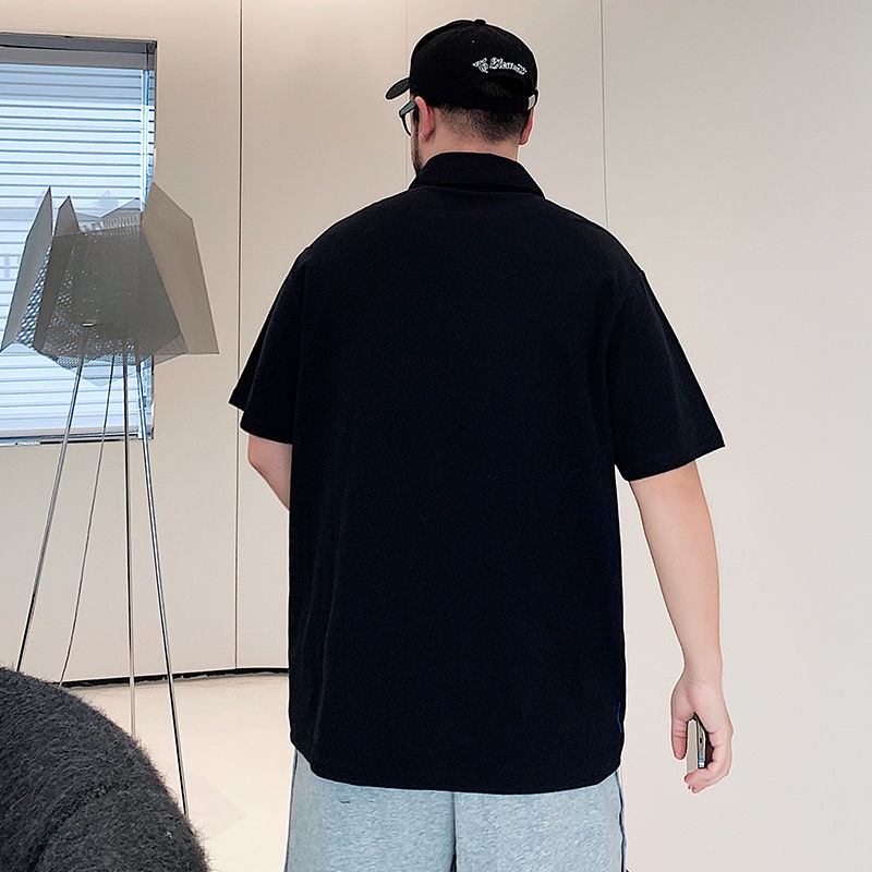 Áo polo Màu Đen Tay Ngắn Dáng Rộng Có Size Lớn M-8XL Dành Cho Nam Giới