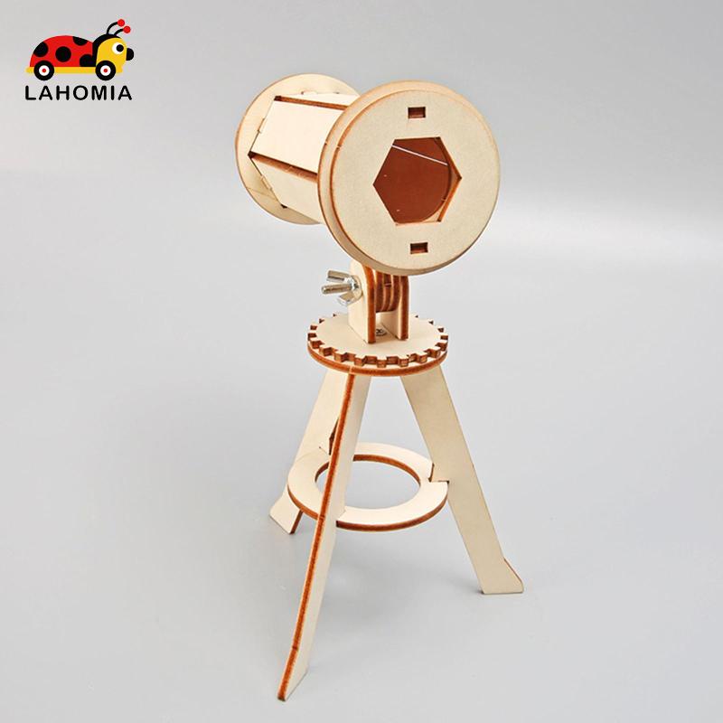 LAHOMIA Mô hình kính thiên văn DIY bằng gỗ 3D với giá đỡ ba chân đồ chơi giáo dục khoa học