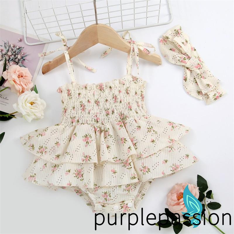 Bộ Áo Liền Quần Co Giãn Không Tay Kèm Băng Đô Dành Cho Bé Gái