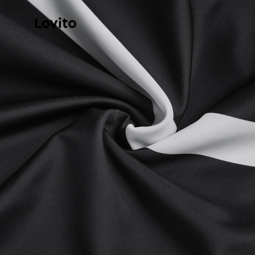 Đồ bơi một mảnh Lovito khối màu hình học cơ bản cho nữ L48AD014 (màu đen)