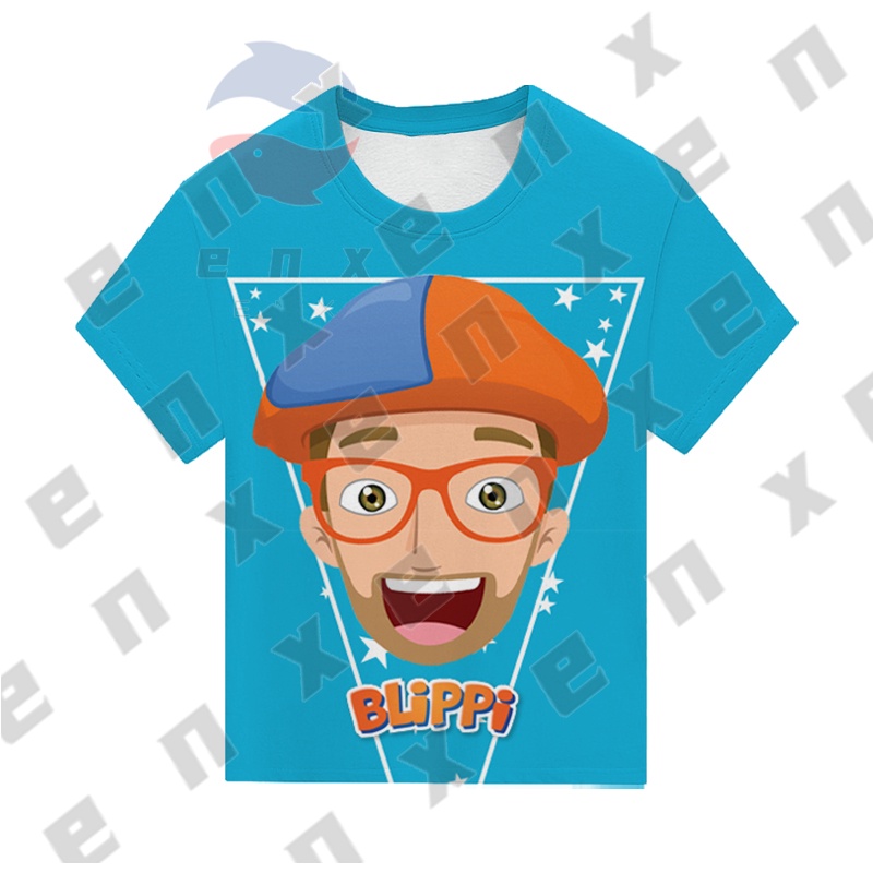 Áo Sơ Mi Ngắn Tay Hóa Trang Nhân Vật Blippi Đáng Yêu Cho Bé