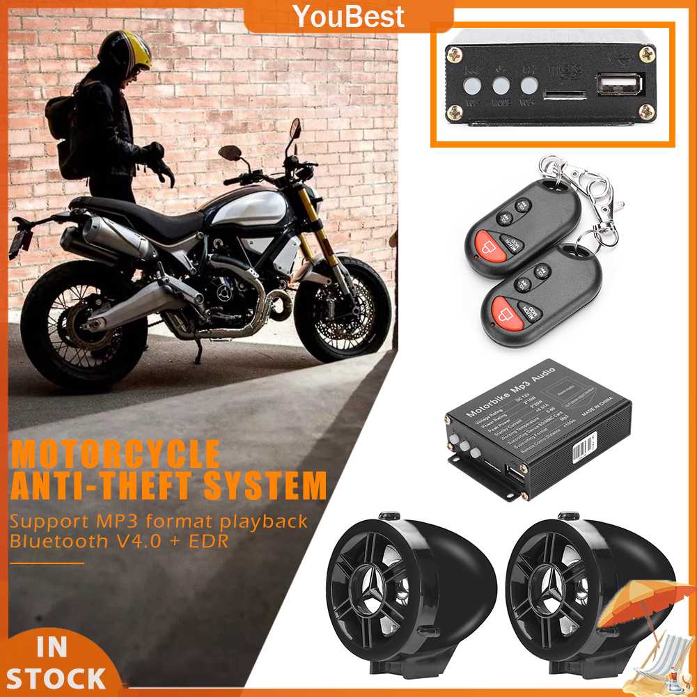 Loa Khuếch Đại Âm Thanh Mp3 Fm Radio Bluetooth Điều Khiển Từ Xa Cho Xe Máy