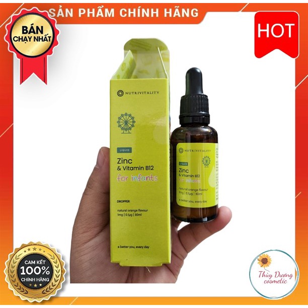 Kẽm giọt ZinC và vitamin B12 chính hãng Nutrivitality UK 30ml date 12/23 xả kho