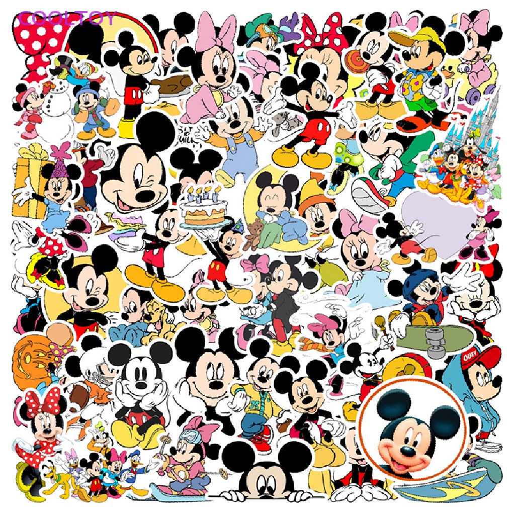 Túi 50 Sticker Hình Chuột Mickey Dán Trang Trí Ván Trượt / Điện Thoại