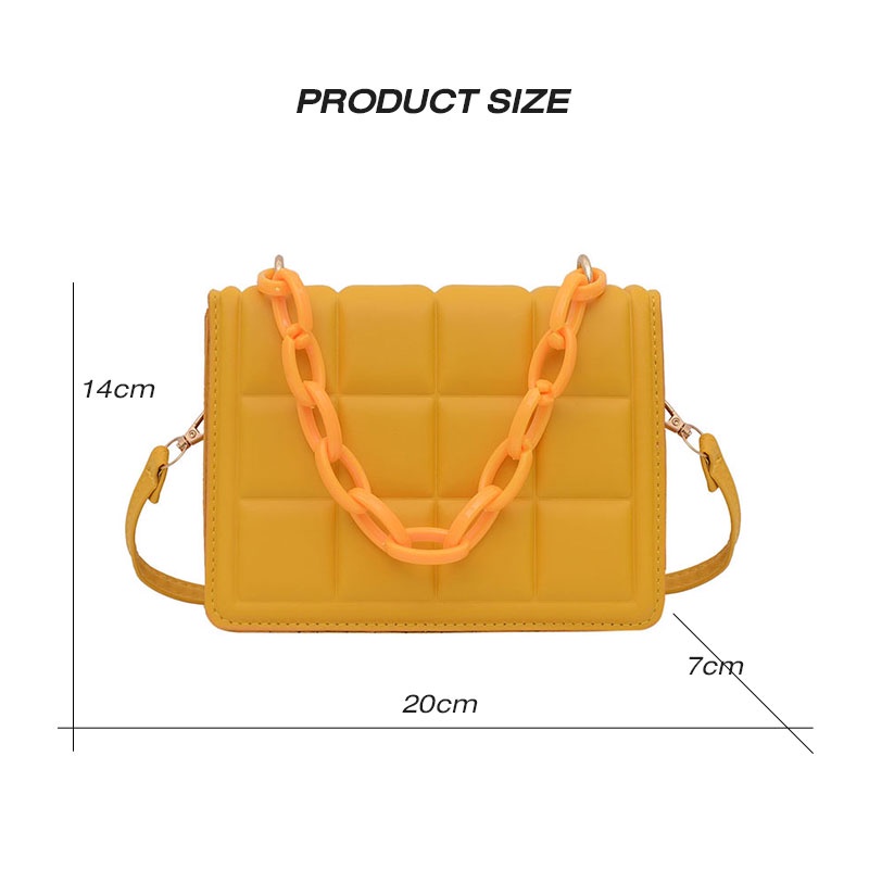 MISCHA Túi Đeo Vai Hình Vuông Màu Trơn Phối Dây Đeo Sợi Xích Thời Trang Cho Nữ