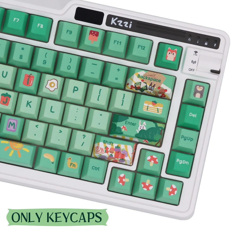 Forest Party Green Theme Keycaps PBT Cherry Profile Bộ Nút Bàn Phím 61 / 68 / 80 / 84 / 98 / 100 / 108 Thay Thế Chuyên Dụng