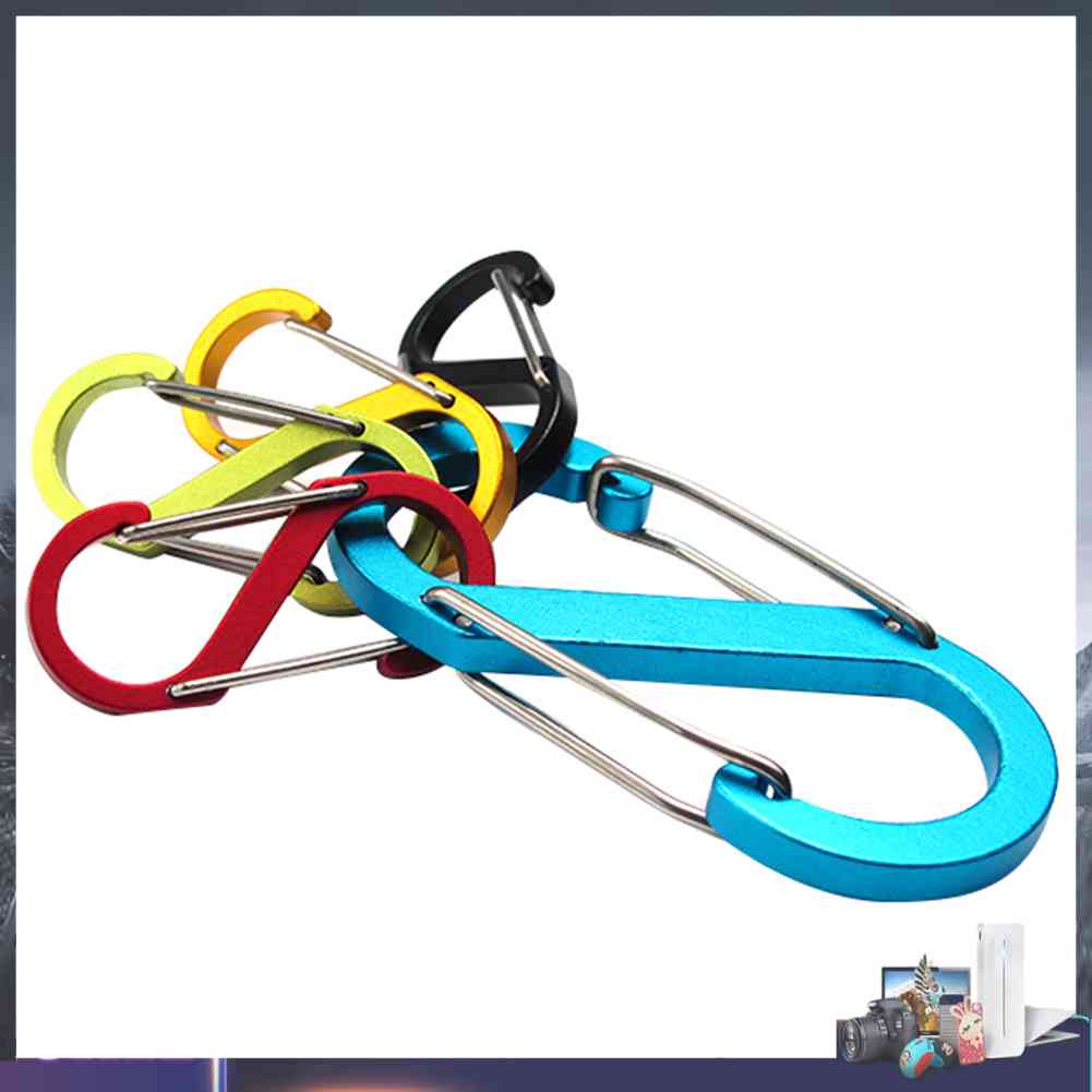 Móc Khóa Carabiner Hình Chữ S Bằng Hợp Kim Nhôm Với 8 Kiểu Màu Sắc Ngẫu Nhiên