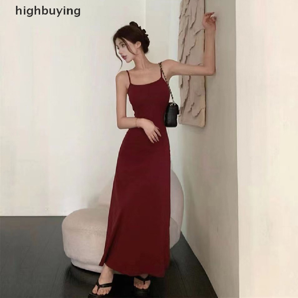 Hbvn Belle Spaghetti Đầm Dây Mảnh Retro Đường Phố Đơn Giản Hợp Thời Trang Mùa Hè Cho Nữ
