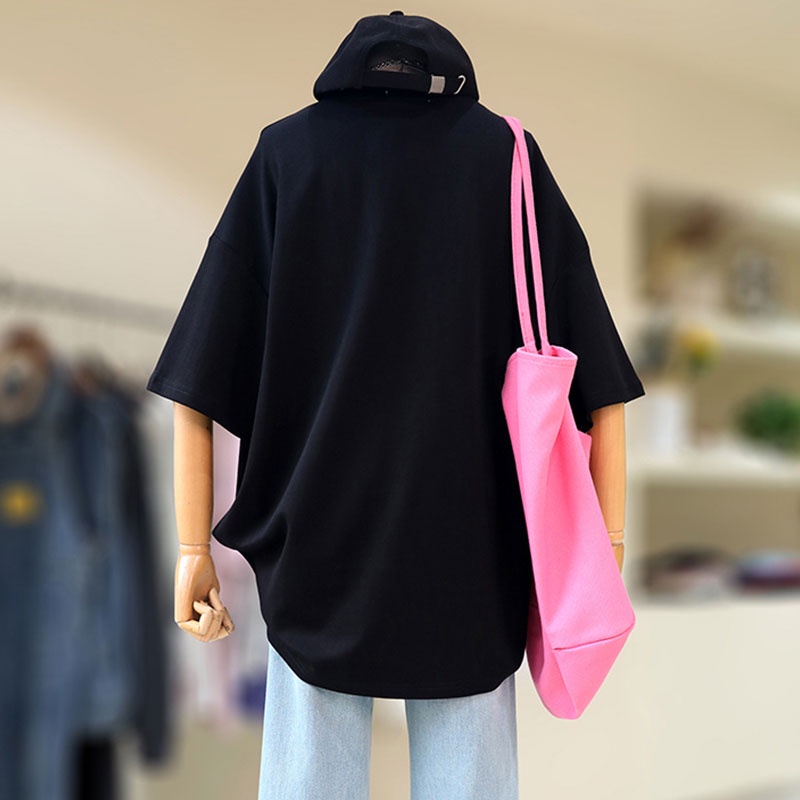 Áo thun NRVP 100% cotton tay ngắn dáng rộng in họa tiết phong cách Hàn Quốc thời trang cho nữ