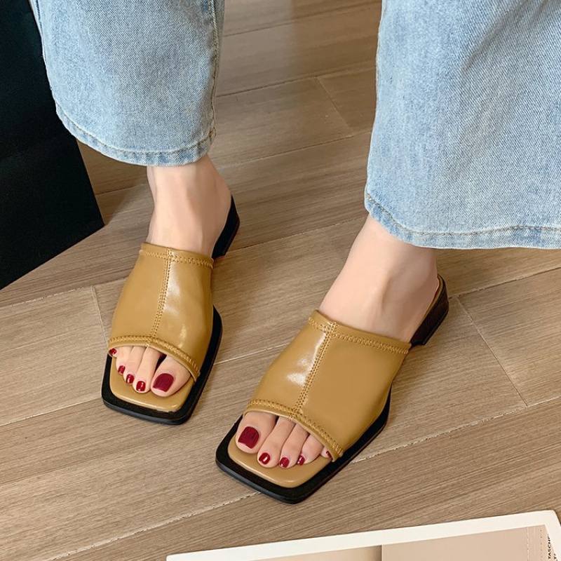 Dép Cao Su Mũi Vuông Gót Thấp Đơn Giản Thoải Mái Mùa Hè Phiên Bản Hàn Quốc Mới Chất Lượng Cao Cho Nữ