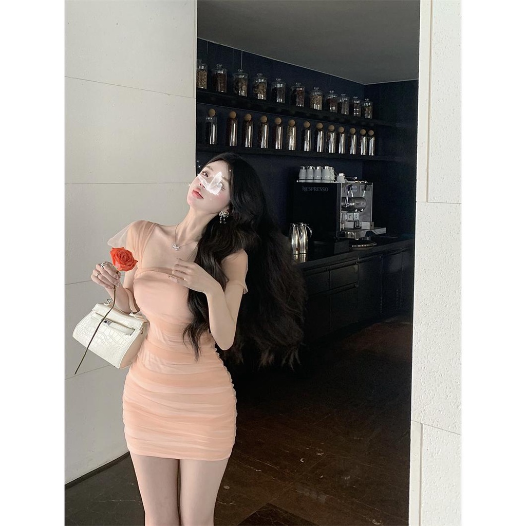 Đầm mini Hai Dây Phối Lưới Phong Cách Hàn Quốc Thời Trang Mùa Hè Quyến Rũ Cho