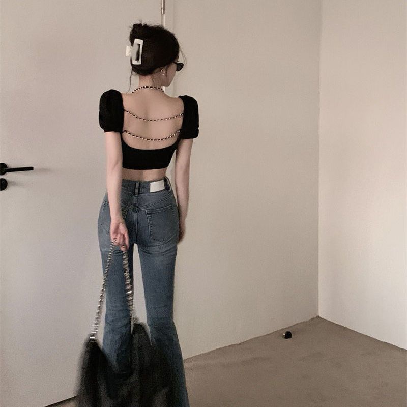 Áo thun COZOK ngắn tay hở lưng gợi cảm thời trang