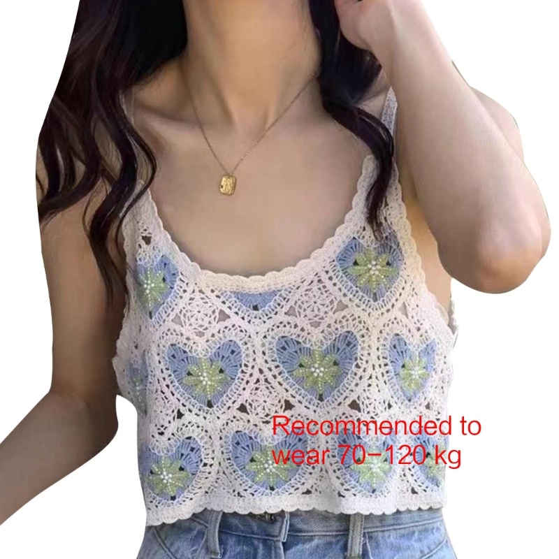 Áo Croptop Hai Dây Dệt Kim Cổ Chữ U Họa Tiết Hoa Thời Trang Đường Phố Gợi Cảm Dành Cho Bạn Nữ