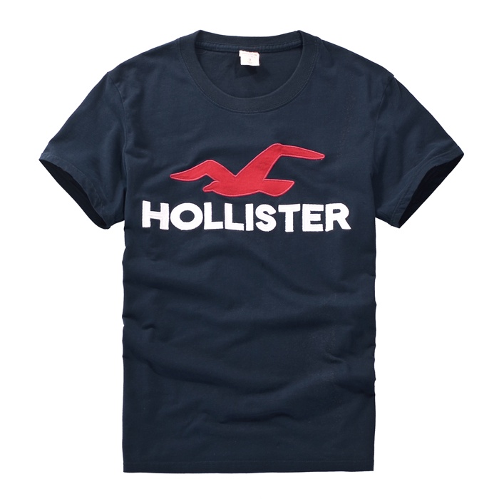 Áo Thun Tay Ngắn Cổ Tròn Màu Trơn In Logo Hollister Thời Trang Cá Tính Cho Nam