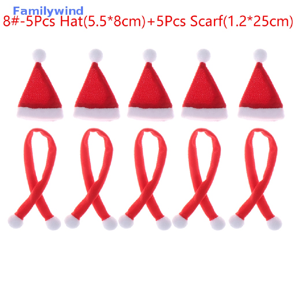 1 Set Mũ + Khăn Choàng + Vỏ Bọc Chai Rượu Mini Trang Trí Giáng Sinh Cho Nhà Búp Bê