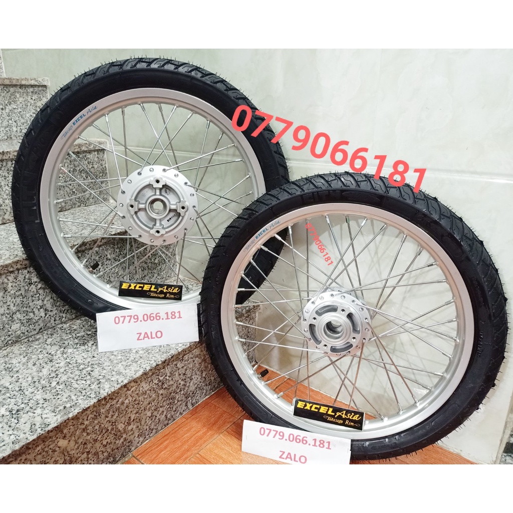 BÁNH CĂM EXCITER 135 NIỀNG NHÔM EXCEL ĐÙM SƠN BẠC (HOẶC MẠ CROM) VỎ RUỘT MICHELLIN Y NHƯ HÌNH GẮN VỪA KHÔNG CHẾ
