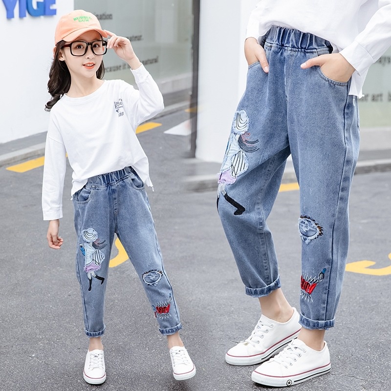 Quần Jeans Thời Trang Năng Động Cho Bé Gái