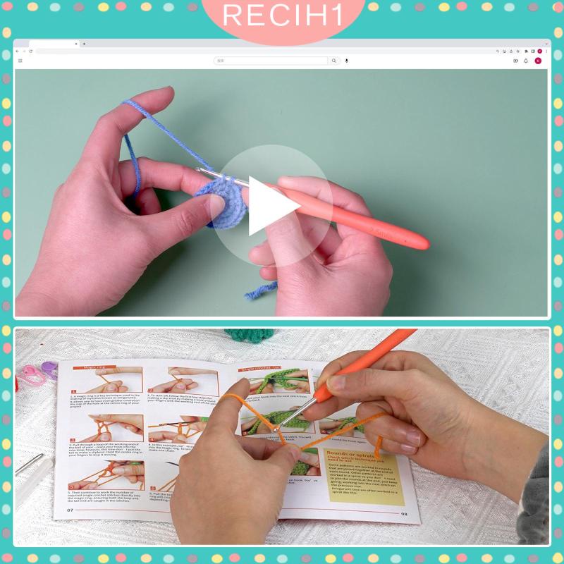 [Recih] Bộ Đồ Chơi Đan Móc Bằng Tay Hình Sứa Biển / Động Vật Thủ Công Để Bàn Trang Trí Cho Người Mới Bắt Đầu