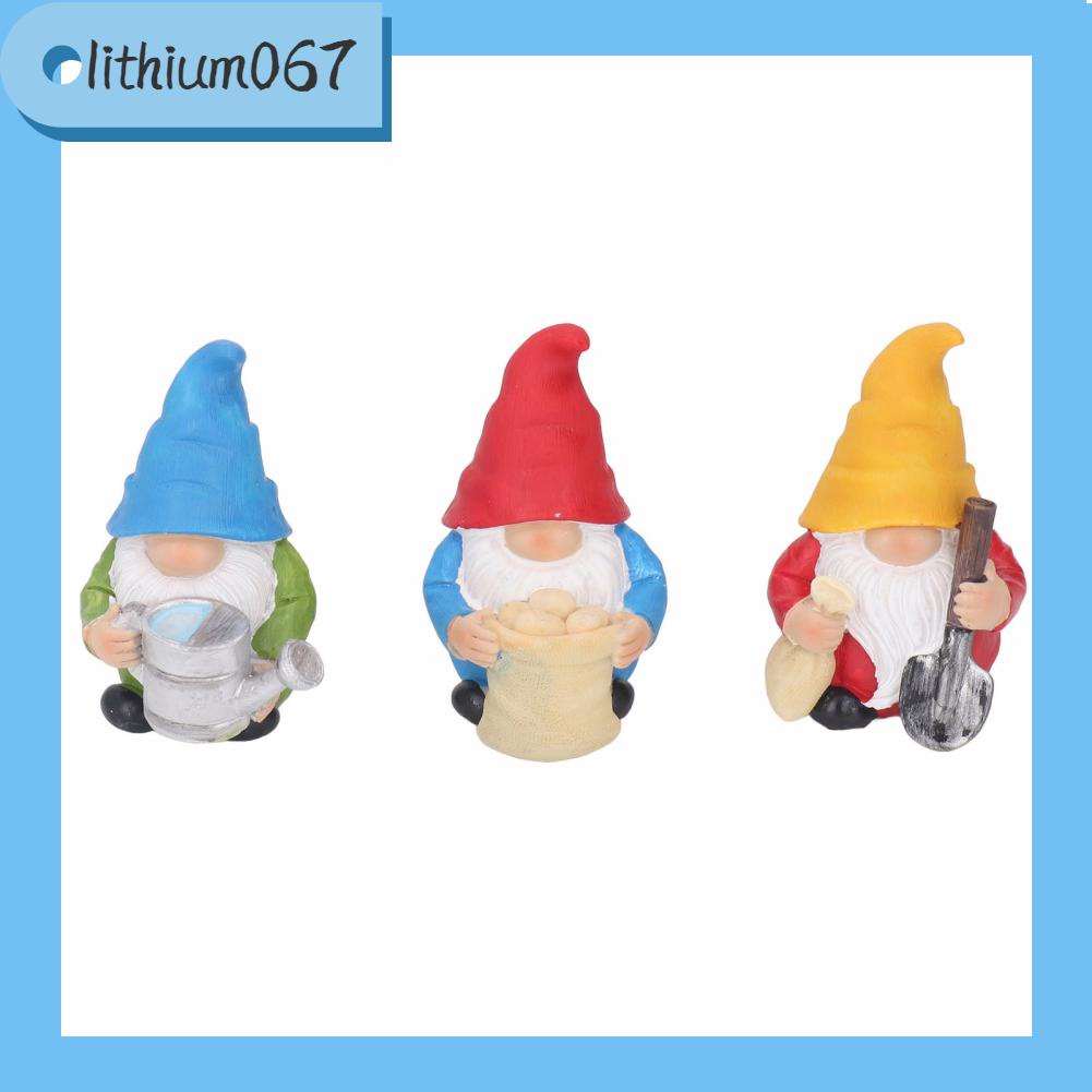 Lithium067 3 Vườn Gnome Tượng Dễ Thương Vẽ Tay Chống Mưa UV Điều Trị Gnomes Ngoài Trời Cho Bãi Cỏ Hiên Nhà