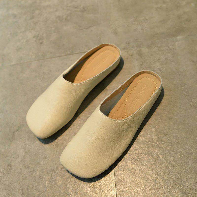 Hàng Có Sẵn!Dép Bít Mũi Vuông Đế Bằng Dễ Phối Đồ Thời Trang Cho Nữ