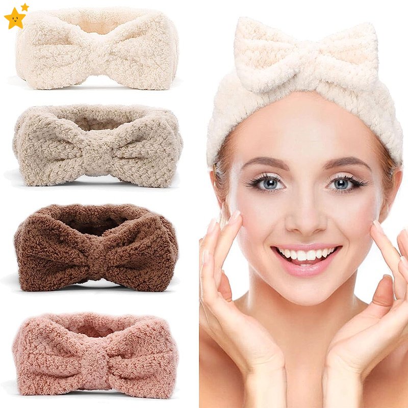 Băng Đô Cài Tóc Trang Điểm / Rửa Mặt / Tắm Đính Nơ Xinh Xắn Cho Nữ JP6