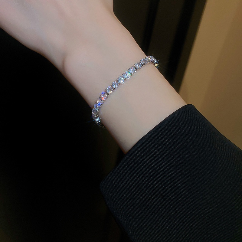 Vòng Tay Đính Đá zircon Hình Vuông Lấp Lánh Thời Trang Hàn Quốc Cho Nữ