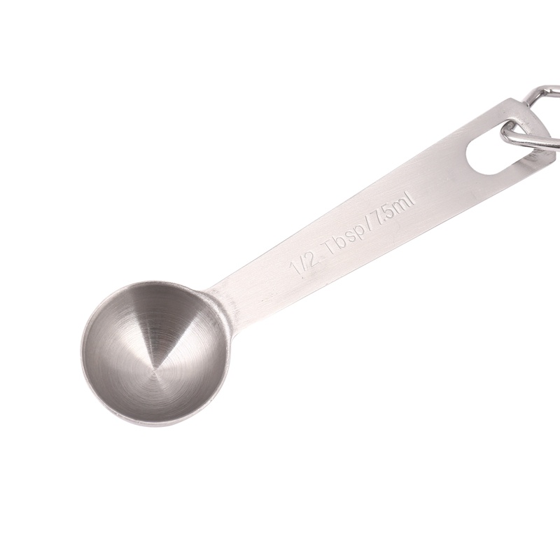 Bộ 7 Muỗng Đo Lường Bằng Thép Không Gỉ Có Thể Xếp Chồng Lên Nhau Kèm Giá Đỡ Nhẫn Có Thể Tháo Rời
