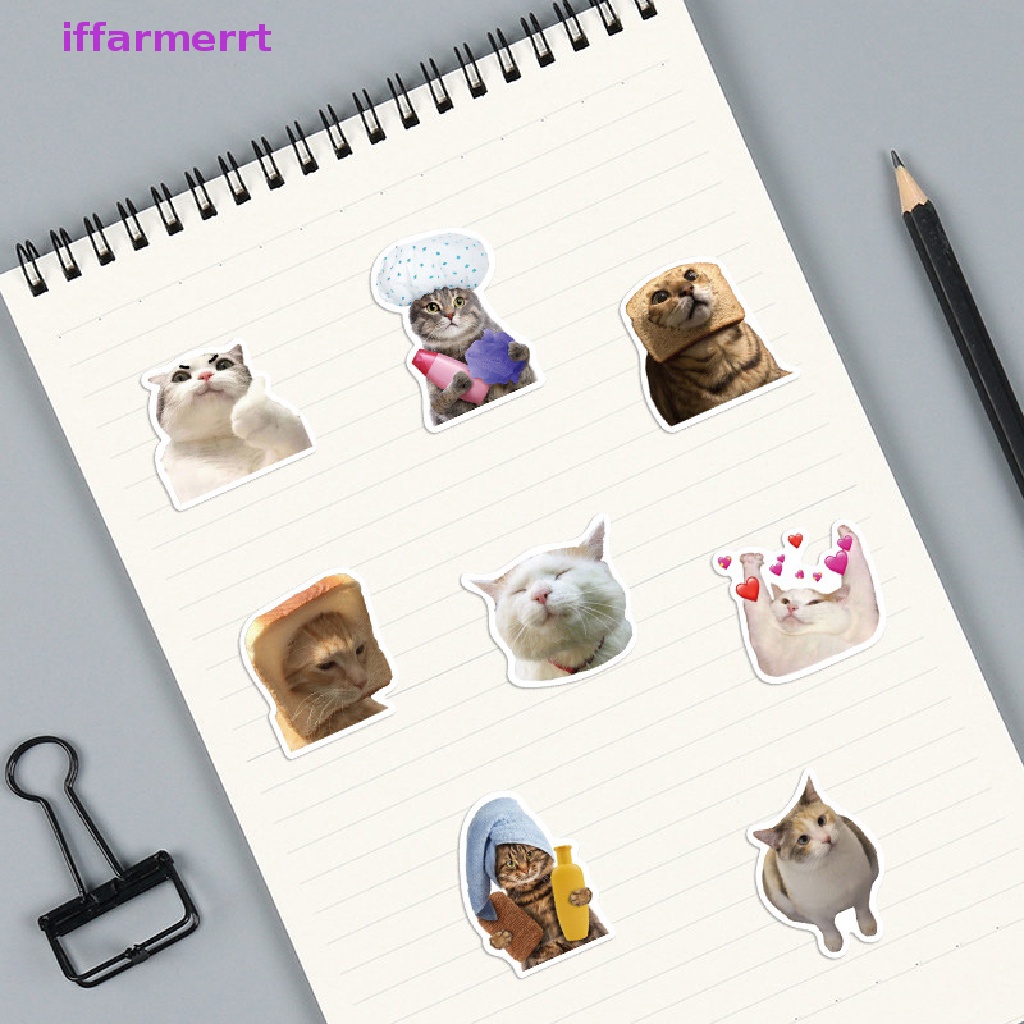 50 Sticker Hình Mèo MEME Trang Trí Sổ Tay Cho Trẻ Em