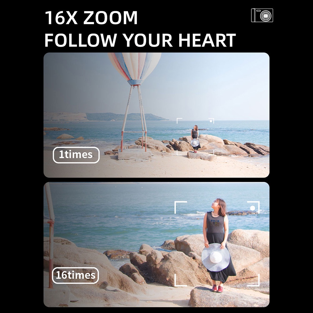 Máy Quay Kỹ Thuật Số Andoer 4K Màn Hình 48MP 2.4 Inch IPS 16X Tự Động Lấy Nét Tích Hợp Đèn Flash Và Pin 32GB