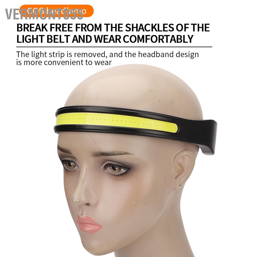 Vermont055 Đèn Pha LED Nhẹ Mềm Ánh Sáng Đỏ IPX4 Chống Nước Thoải Mái Di Động COB Đội Đầu Cho Cắm Trại Ngoài Trời