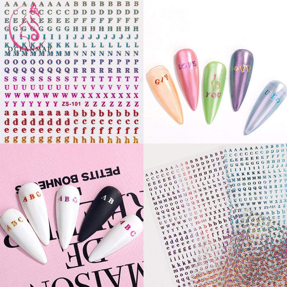 Tờ 26 chữ cái 3D không thấm nước để trang trí móng tay