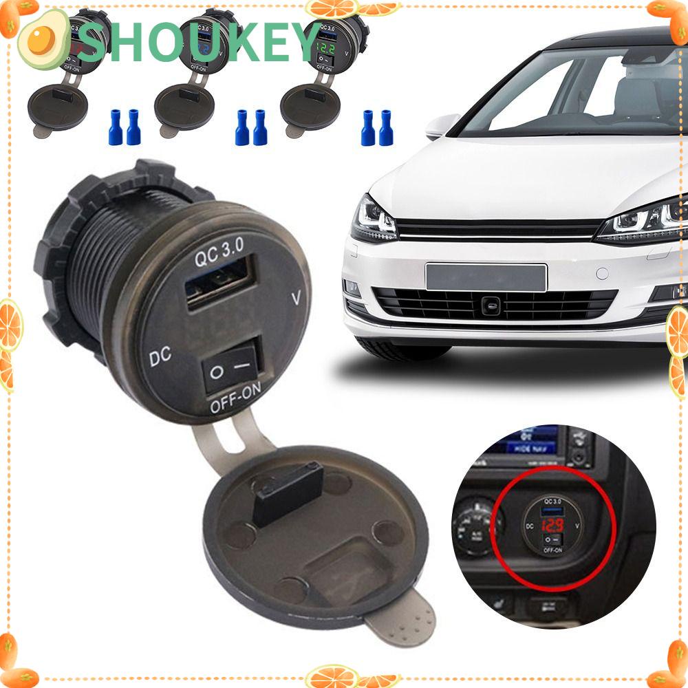 Bộ Chuyển Đổi Nguồn Điện SHOUKEY Với Công Tắc Vôn Kế Đèn LED Cho Xe Hơi
