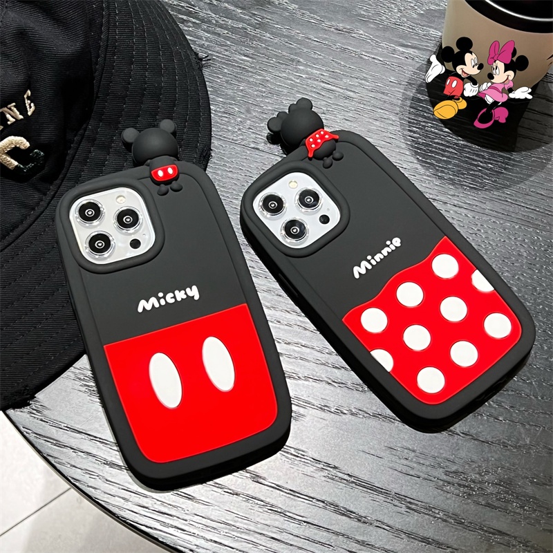 DISNEY Ốp Điện Thoại Silicon tpu Mềm Hình Mickey Minnie 3D Sáng Tạo Cho iPhone 14 13 12 11 Pro MAX 14 Plus