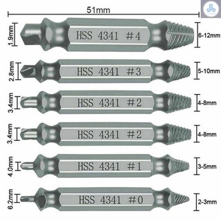 6Pcs Broken Screw Extractors Set Stripped Damaged Screw Remover Tool