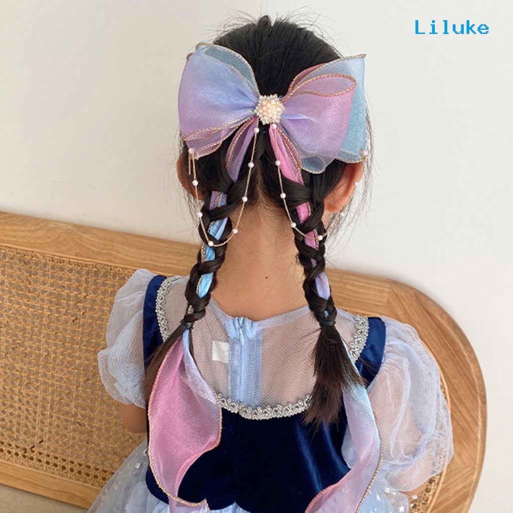 Kẹp Tóc Hợp Kim Trang Trí Nơ Và Ngọc Trai Giả Xinh Xắn Cho Nữ