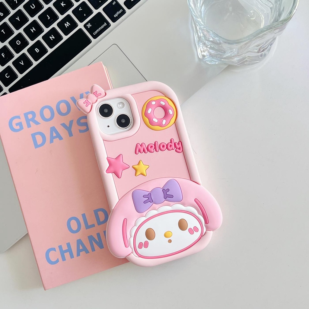 Ốp Điện Thoại Silicon tpu Mềm Hình Sanrio Thỏ Bánh Donut Hoạt Hình 3D Cho iPhone 14 13 12 11 Pro MAX