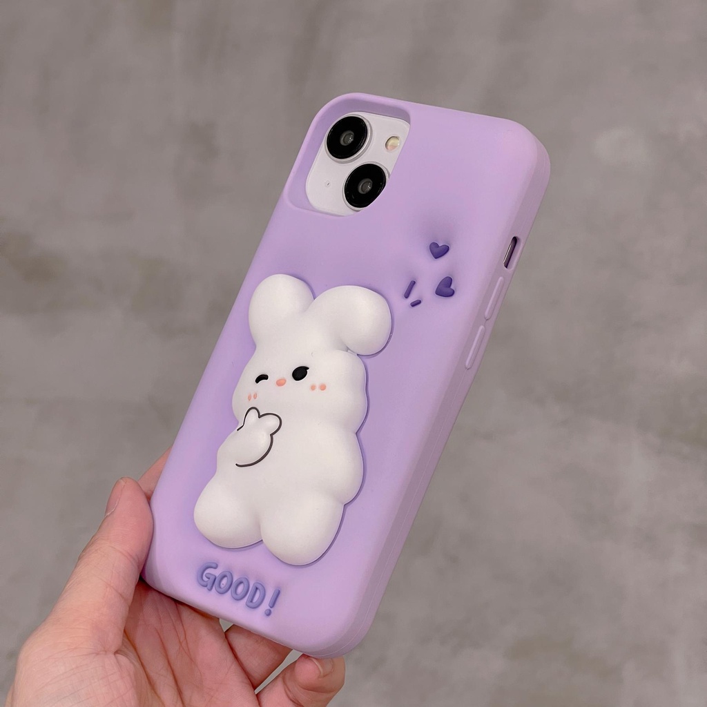 Ốp Điện Thoại tpu Dẻo Họa Tiết Hoạt Hình Chú Thỏ 3D Dễ Thương Cho iPhone 14 13 12 11 Pro MAX