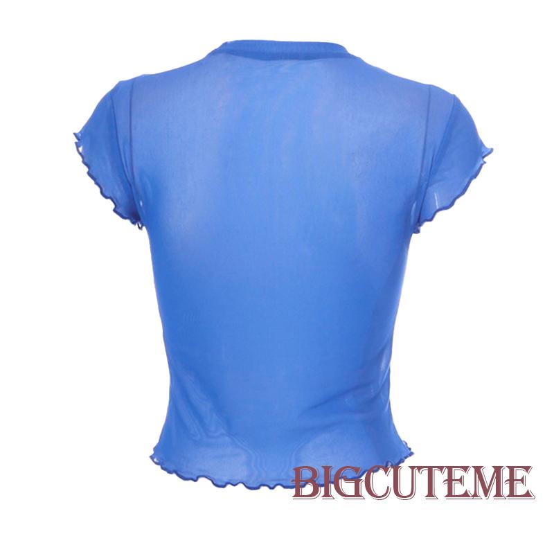 Áo Thun Lưới Tay Ngắn Cổ Tròn In Họa Tiết Thời Trang Dành Cho Nữ