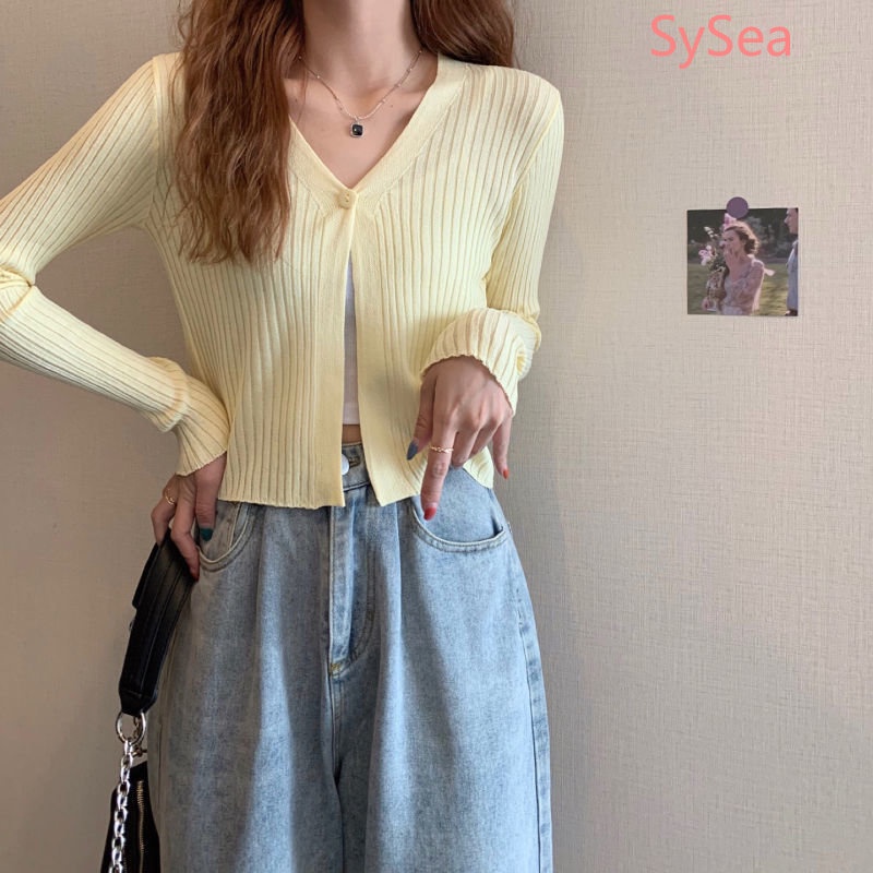 Áo Cardigan Tay Dài Cổ Chữ V Thời Trang Hàn Quốc Cho Nữ