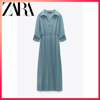 Zara Đầm Sơ Mi Xếp Ly Thiết Kế Thanh Lịch Cho Nữ