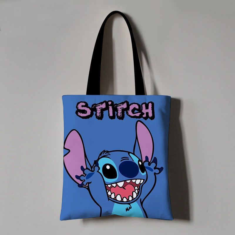 Túi Đeo Vai Vải Canvas In Hoạt Hình Stitch Dễ Thương Thời Trang Cho Nữ