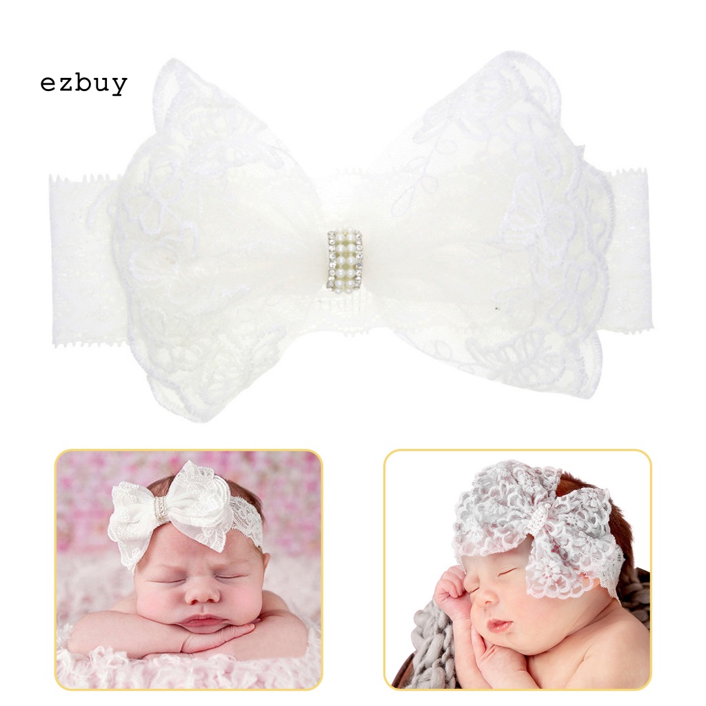 Băng Đô Ren Co Giãn Đính Nơ Di Động Cho Bé Sơ Sinh