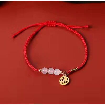 Vòng Đeo Tay Cinnabar Năm Con Thỏ Bện Dây Đỏ Tai Sui Giữ Hòa Bình Dễ Phối Đồ Cho Nữ