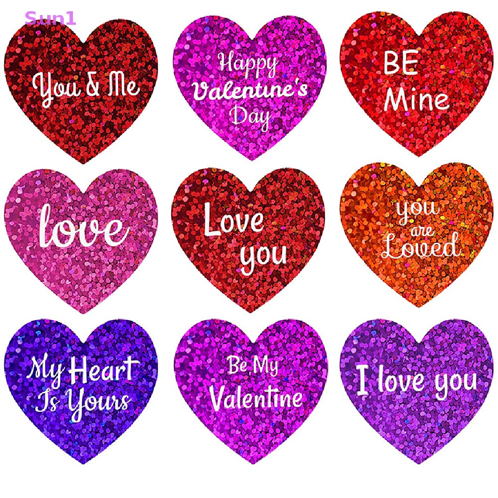 Cuộn 500 Nhãn Dán Hình Trái Tim Lấp Lánh Trang Trí Sổ Tay